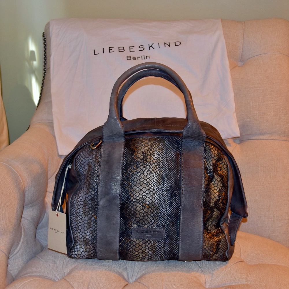 Liebeskind Snake embossed Leather Satchel (NWT)
